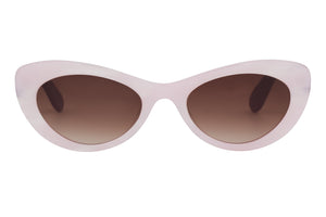 SOLD OUT!!! Z35 Shiny Soft Pink FRONT with Maroon Plum TEMPLES Brown Graduated Sun Lenses