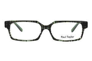 J315 Green Black Crystal fleck patterned FRONT with Bottle Green TEMPLES