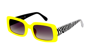 E62 Canary Yellow FRONT with Black & White Patterned underlay TEMPLES