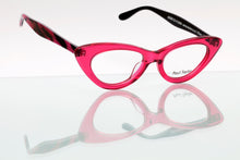 Load image into Gallery viewer, AUDREY Optical Glasses Frames JA504 Deep Cocktail Rose FRONT with Fuchsia  Pink Tiger TEMPLES - Paul Taylor Eyewear
