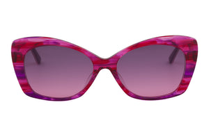 E16 Pink & Purple Swirl FRONT with Deep Opaque Hot Pink & purple underlay TEMPLES
