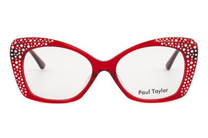 SOLD OUT!!! AB23 Transparent Ruby Red FRONT with Black and Red patterned TEMPLES