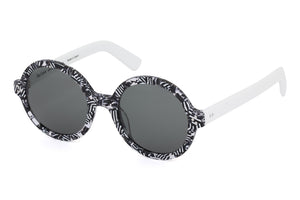 J74/W Black White & Crystal Pattern FRONT with White TEMPLES....HAS MORE VARIANCE IN THE ACETATE PATTERN