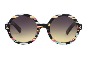 S041 Black Green Orange Crystal Pink Stripe Block Pattern